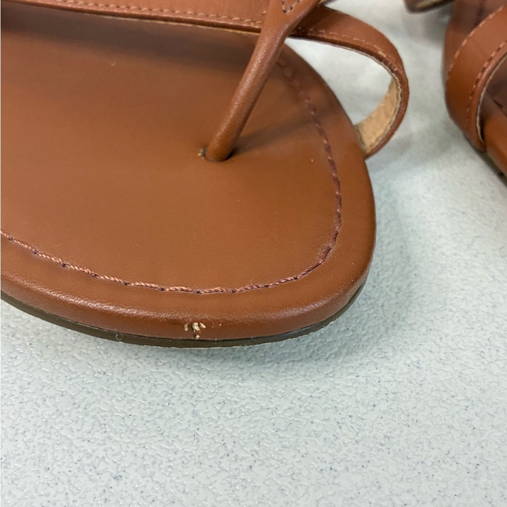 Talbots Leather Gia Braided Sandals Nappa Carmel women’s 8 Slip on summer cruise - Picture 10 of 10